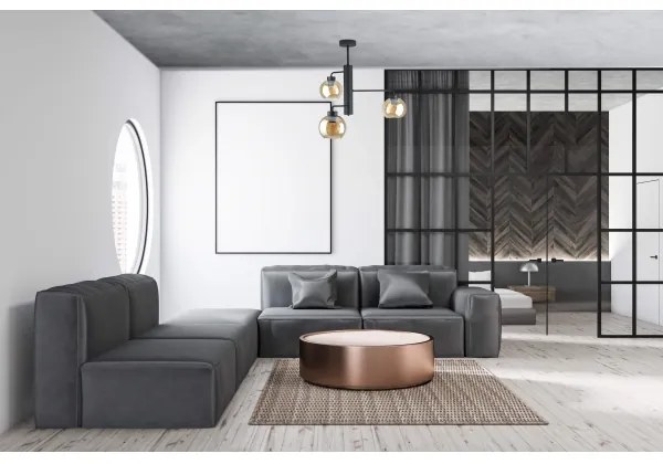 Lustră pe tijă FLEX 3xE27/60W/230V negru/bej fumuriu