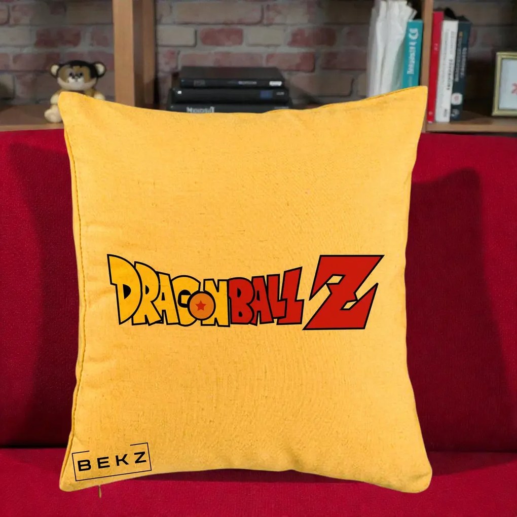 Perna Personalizata Dragon Ball Z Clasic, 40x40 cm, Galben, Husa Detasabila, Perna Inclusa, BEKZ®