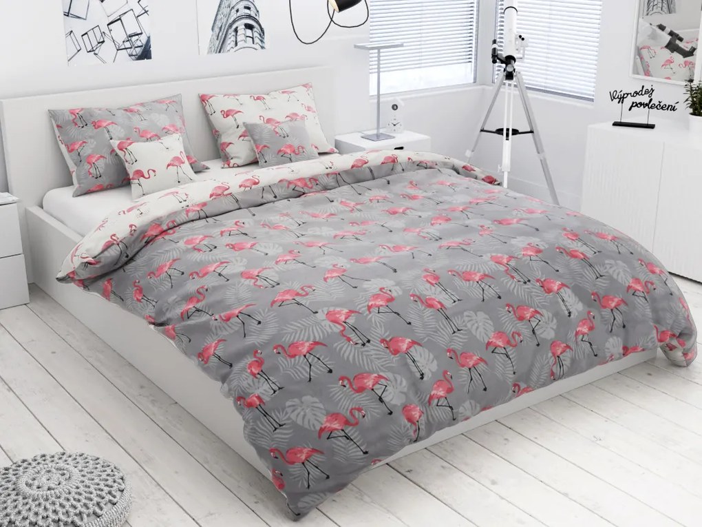 Lenjerie de pat din bumbac Culoare gri, TOJAMA + husa de perna 40 x 40 cm Dimensiune lenjerie de pat: 70 x 90 cm | 140 x 220 cm