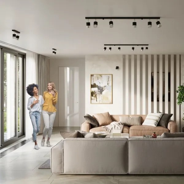 Spot NERO 2xGU10/40W/230V negru/crom lucios Sollux SL.1065