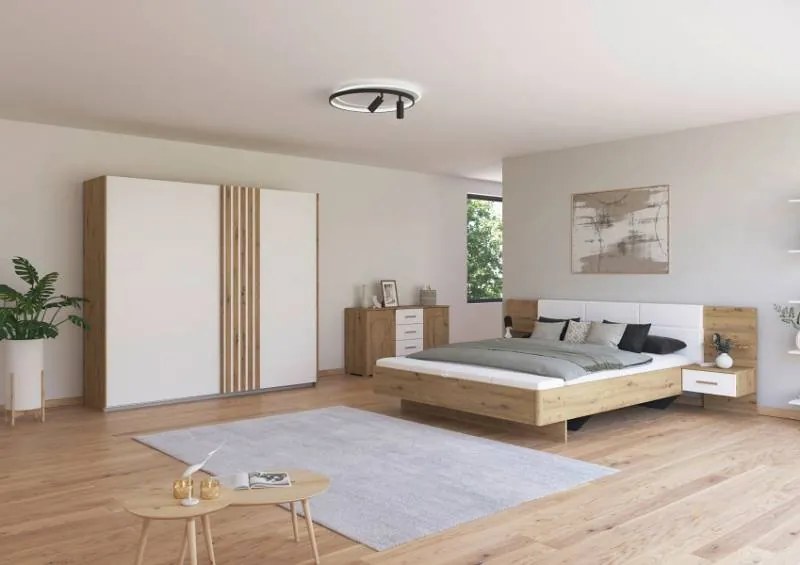 Dormitor L stejar Artisan/ alb alpin MOSBACH