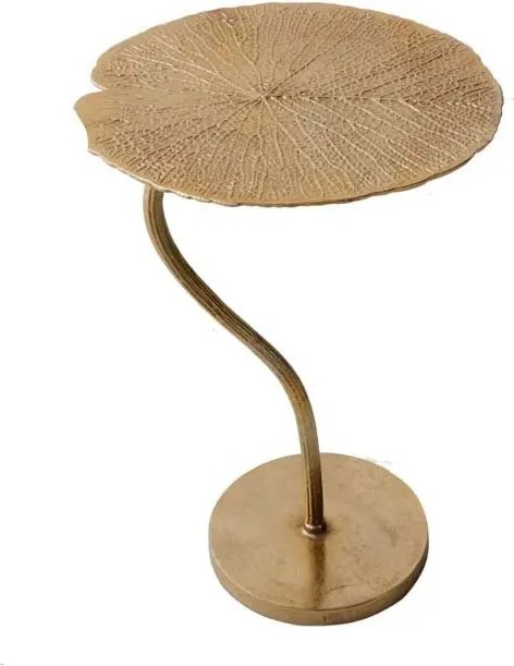 Masuta auxiliara cu aspect deosebit Leaf 40cm, auriu