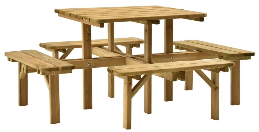 315406 vidaXL Masă de picnic, 4 laturi, 172 x 172 x 73 cm, lemn de pin tratat