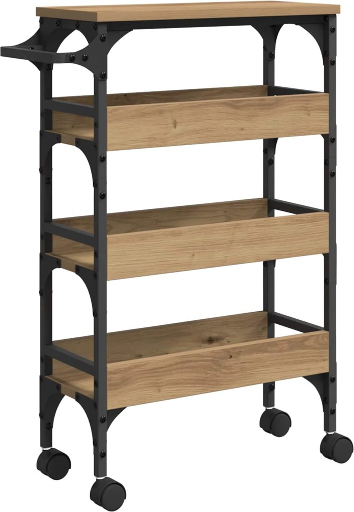 vidaXL Troler de Bucătărie Stejar Artizanal 53 x 20 x 76 cm