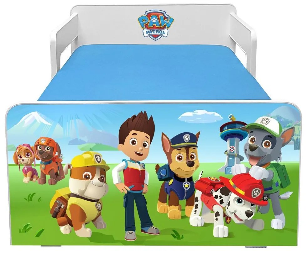 Pat copii Paw Patrol P2L 2-8 ani cu paravane detasabile + saltea cu lana