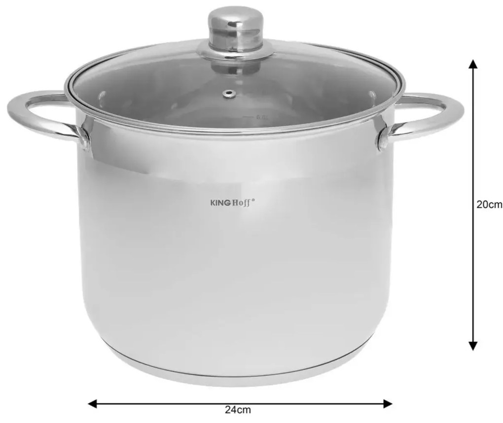 Set oale din inox cu capace, 20/22/24 cm, 5.6/7.2/9 L Kinghoff KH4310