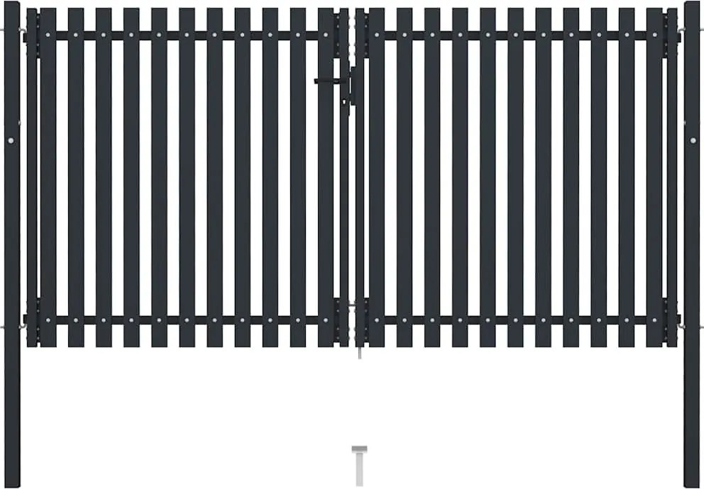 vidaXL Poartă de gard cu ușă dublă, oțel, 300x175 cm, antracit