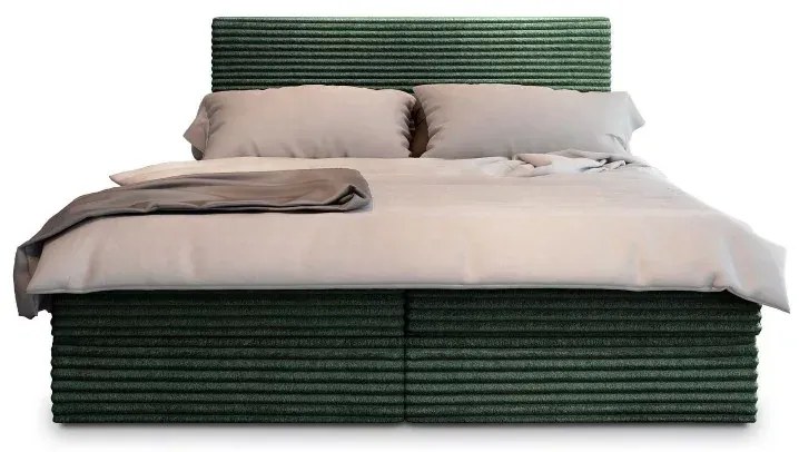 Pat tapițat boxspring ISPIRA 140x200 cm verde Saltele: Saltea cu arcuri Bonell