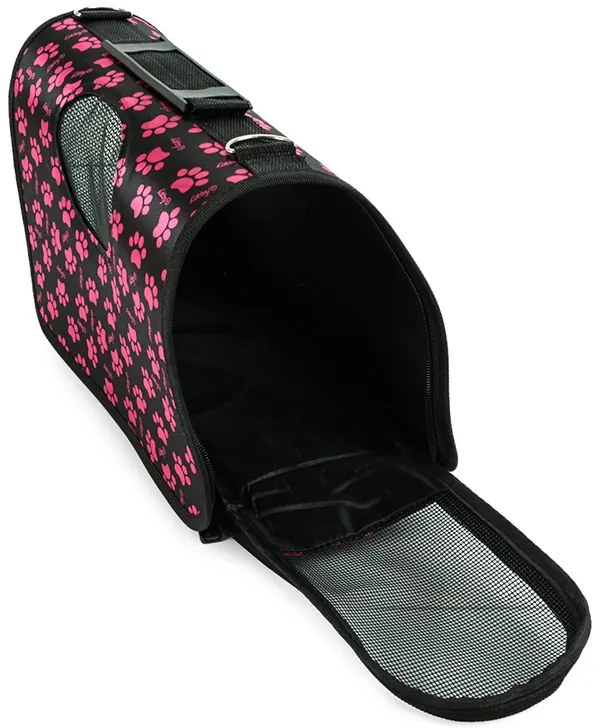 Geanta de transport pentru caine/pisica FURGO XL, negru-roz