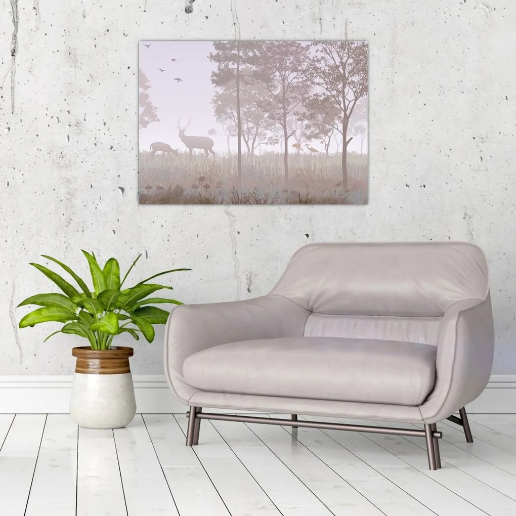 Tablou - Pădure,monocrom (70x50 cm)