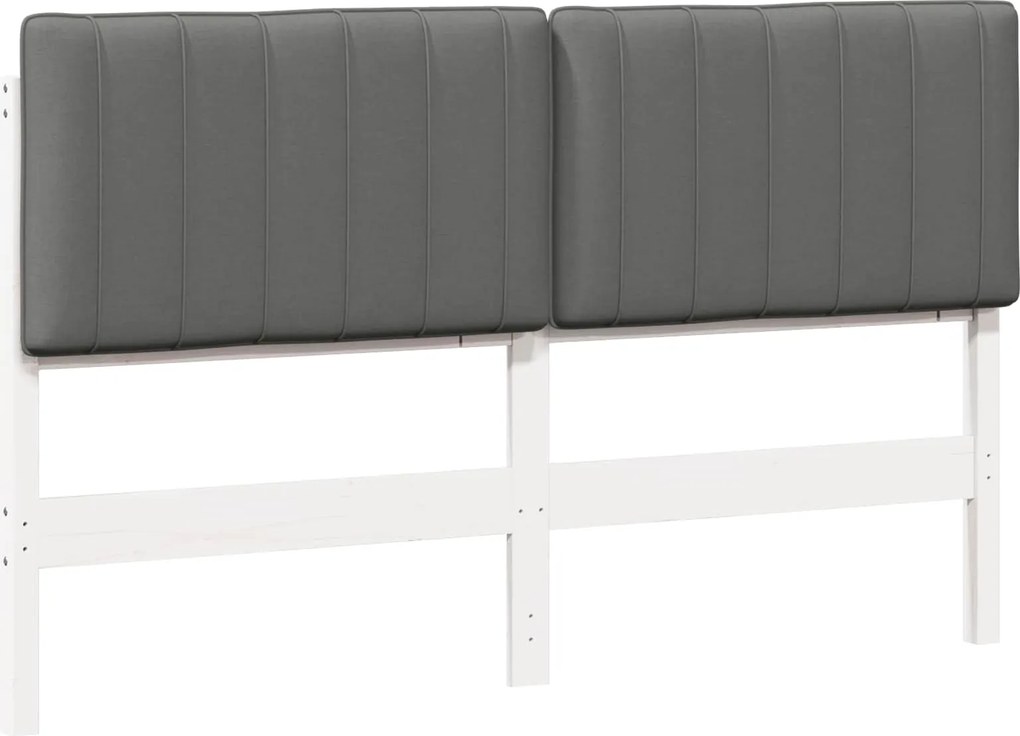 vidaXL Tăblie tapițată Alb și gri deschis 150 cm Lemn de pin masiv