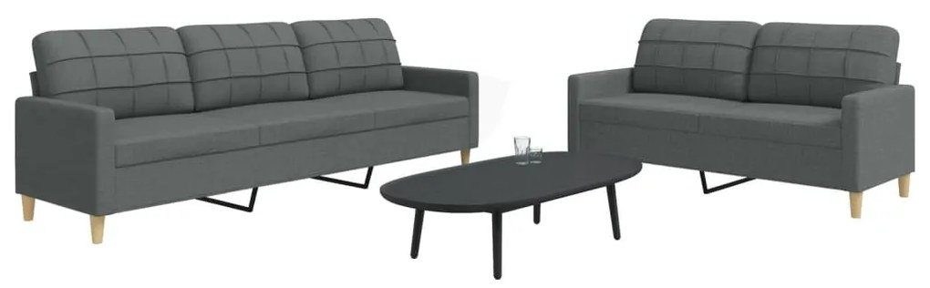 vidaXL Set de canapele, 2 piese, gri închis, material textil