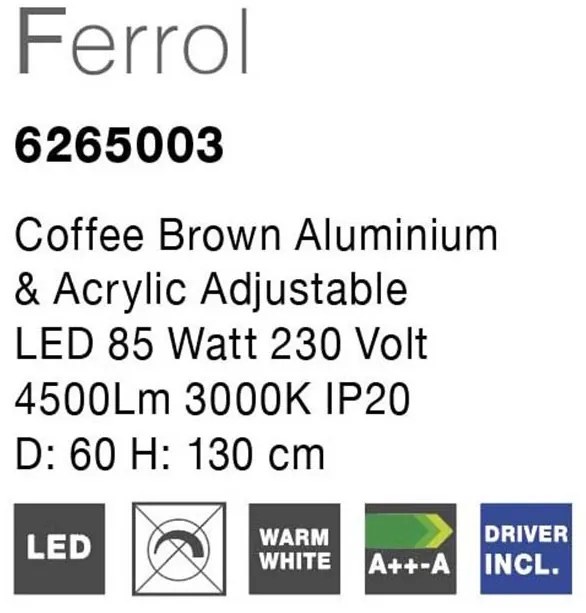 Lustra moderna suspendata, diametru 80cm, LED Ferrol NVL-6265003
