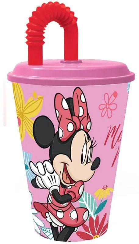Disney Minnie Pahar cu pai Spring, plastic 430 ml