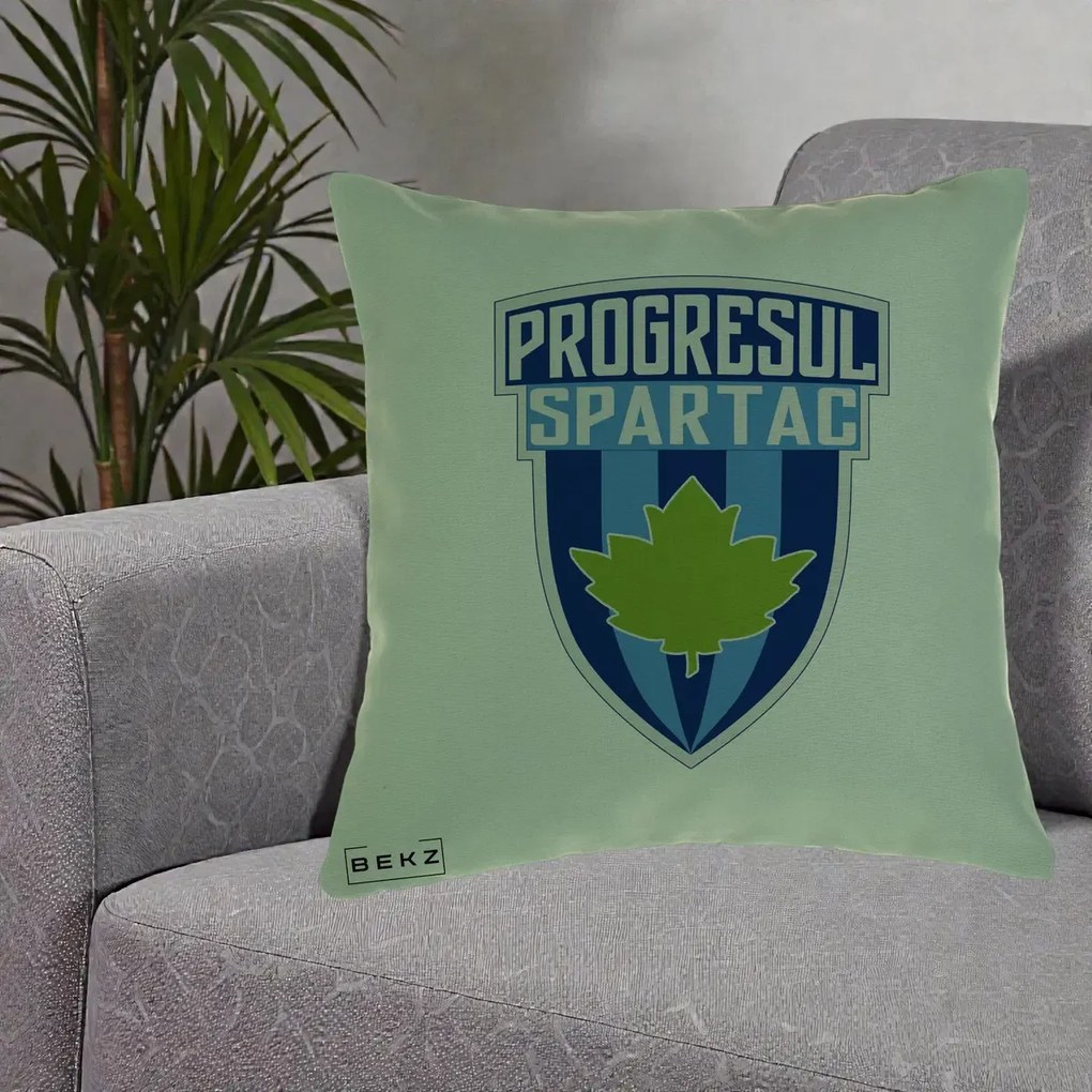 Perna Personalizata Progresul Spartac Fotbal, 40x40 cm, Verde, Husa Detasabila, Perna Inclusa, BEKZ®