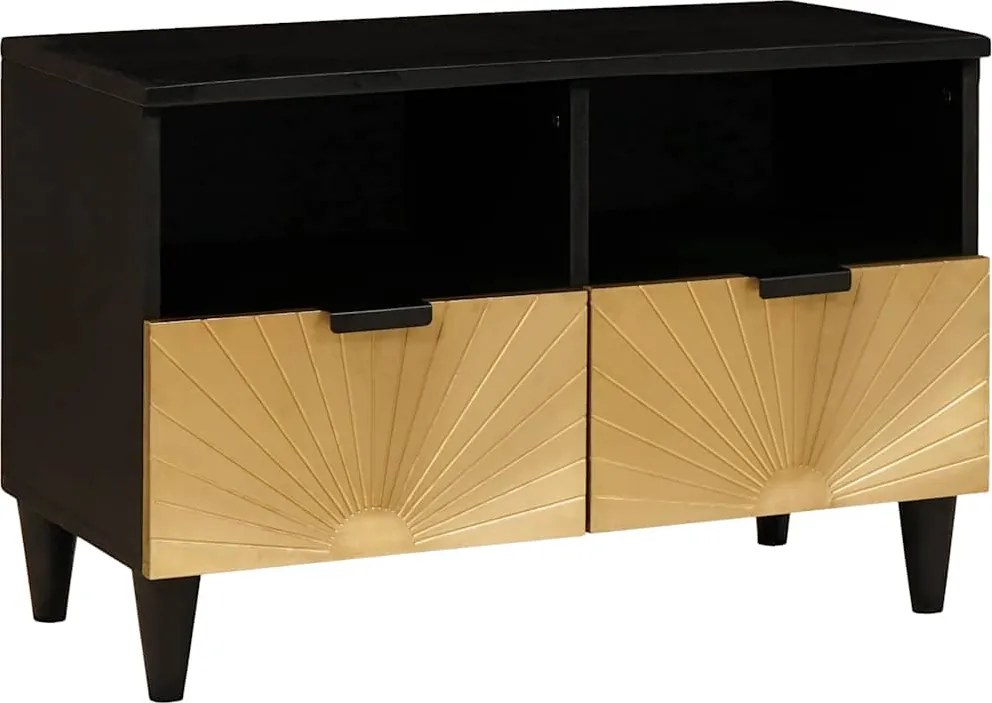 vidaXL Cabinet TV cu sertar Negru și Aur 70 x 33 x 46 cm Lemn compozit