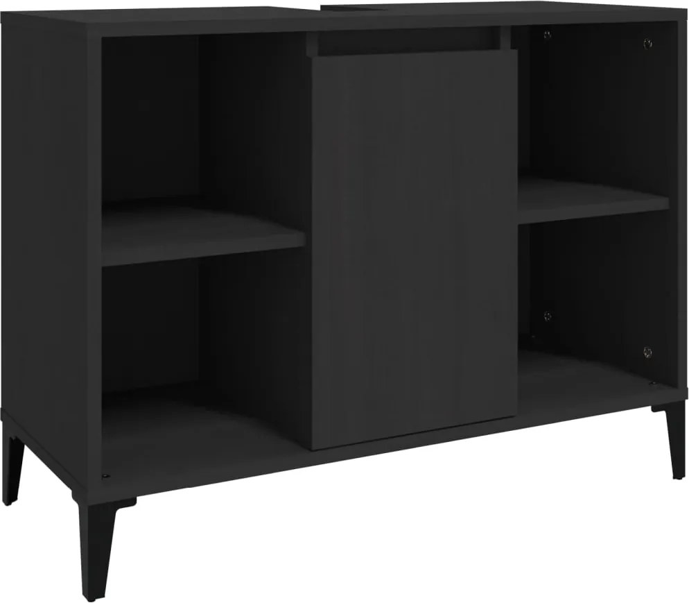 vidaXL Dulap de chiuvetă, negru, 80x33x60 cm, lemn prelucrat