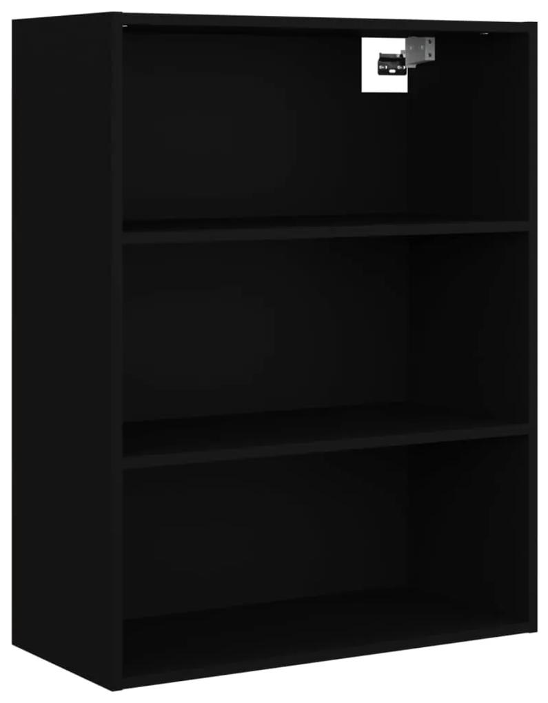 Dulap de perete suspendat, negru, 69,5x32,5x90 cm Negru, 1