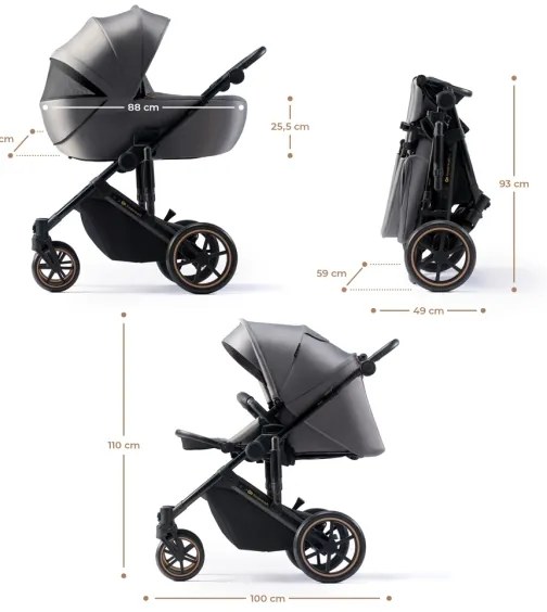 Cărucior de copii combinat 3 în 1 KINDERKRAFT SELECT PRIME 2 Premium Shadow gri
