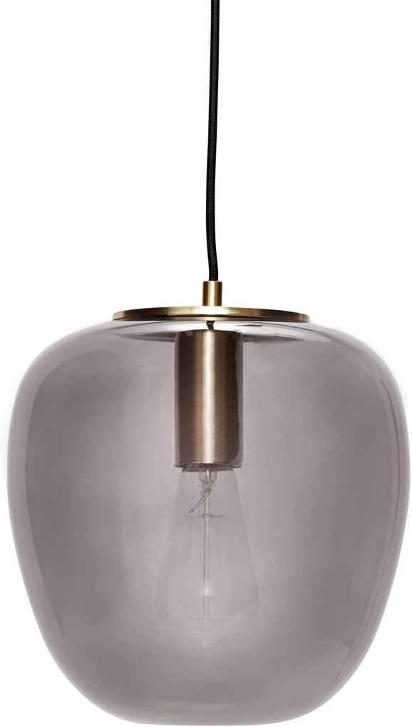 Lampa Suspendata din Sticla Fumurie si Alama - Sticla Gri Diametru(30 cm) x Inaltime(28 cm)