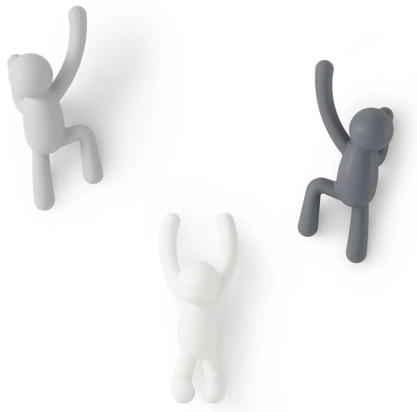Cârlige 3 buc. de montat pe perete din plastic Buddy – Umbra
