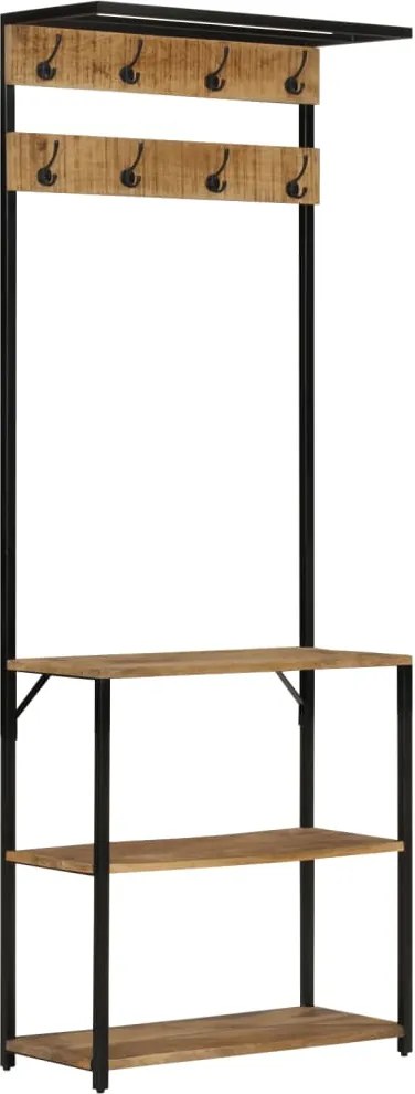 vidaXL Cuier de haine cu pantofar, 68x30x182 cm, lemn masiv mango brut