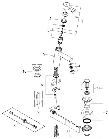 GROHE 23450001 - Baterie pentru lavoar CONCETTO M, crom lucios