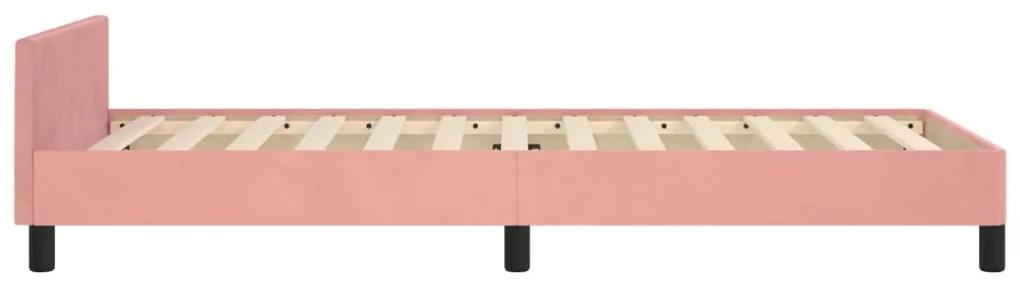 Cadru de pat cu tablie, roz, 100x200 cm, catifea Roz, 100 x 200 cm, Design simplu