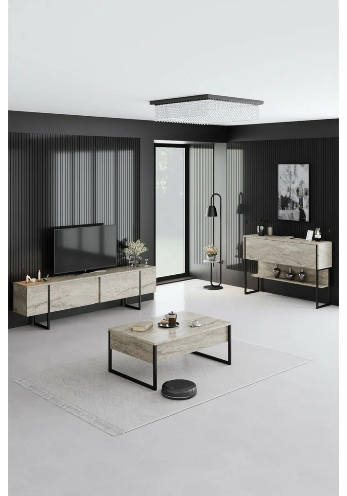 Comodă Luxe Travertine and Black