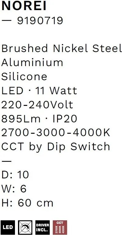 Aplica de perete LED ambientala NOREI nickel
