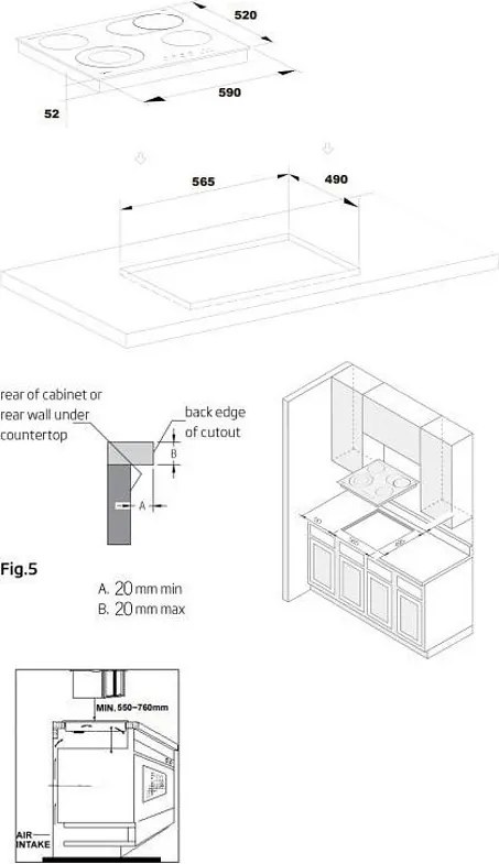 Plita ceramica incorporabila Crown PVT624DO.C, 6,6 kW, 4 zone, 9 trepte, Timer, Negru