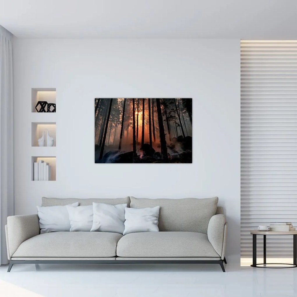Tablou cu pădure întunecată (90x60 cm)