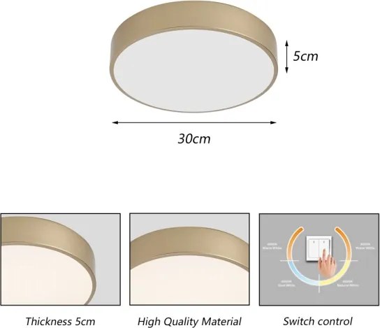 Brilagi - Plafonieră LED POOL LED/36W/230V, 3000/4000/6000K, Ø 30 cm, auriu