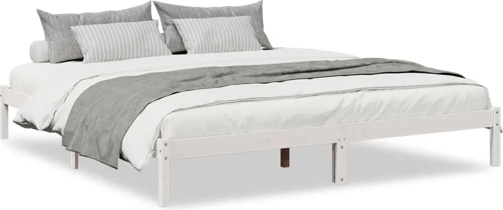 vidaXL Cadru pat foarte lung fără saltea alb 180x220 cm lemn masiv pin
