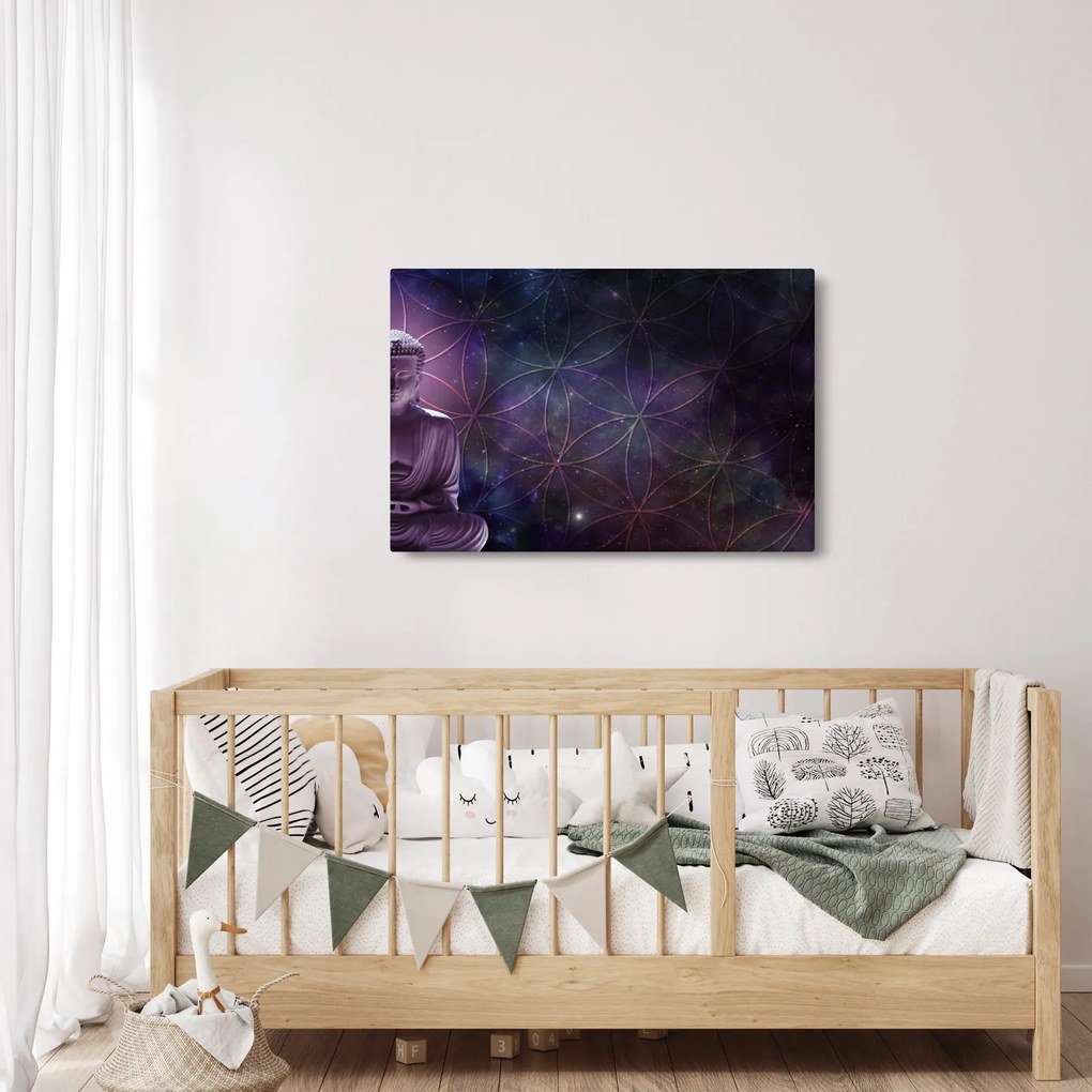Tablou - Buddha cu florile vieții (90x60 cm)