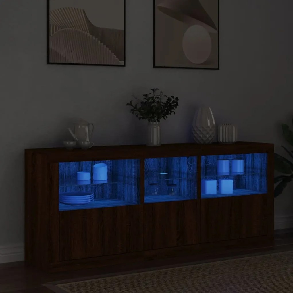 vidaXL Dulap cu lumini LED, stejar maro, 162x37x67 cm
