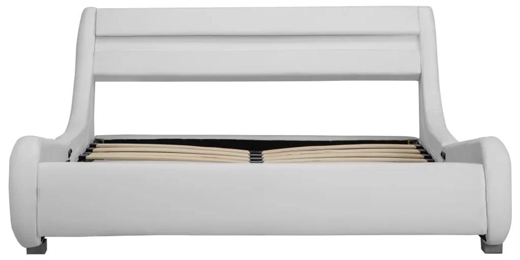 Cadru de pat cu LED, alb, 120 x 200 cm, piele ecologica Alb, 120 x 200 cm