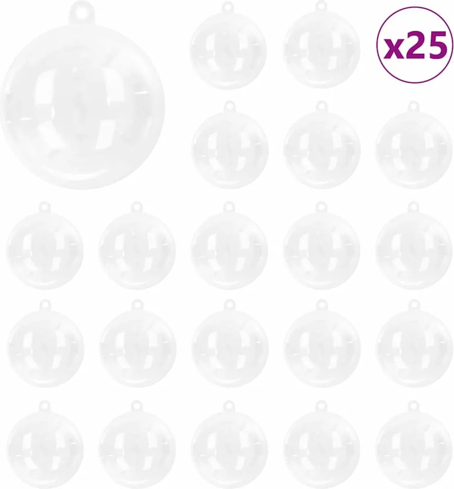 vidaXL Set de Globuri de Crăciun 25 pcs Transparent Ø 10 cm