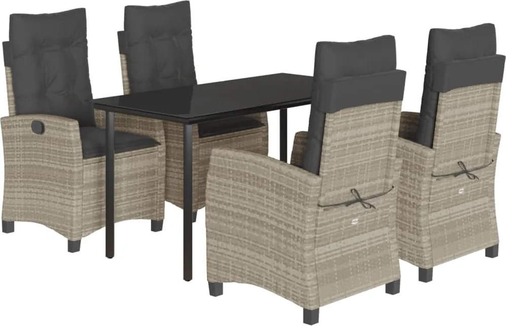 vidaXL Set mobilier de grădină cu perne, 5 piese gri deschis poliratan