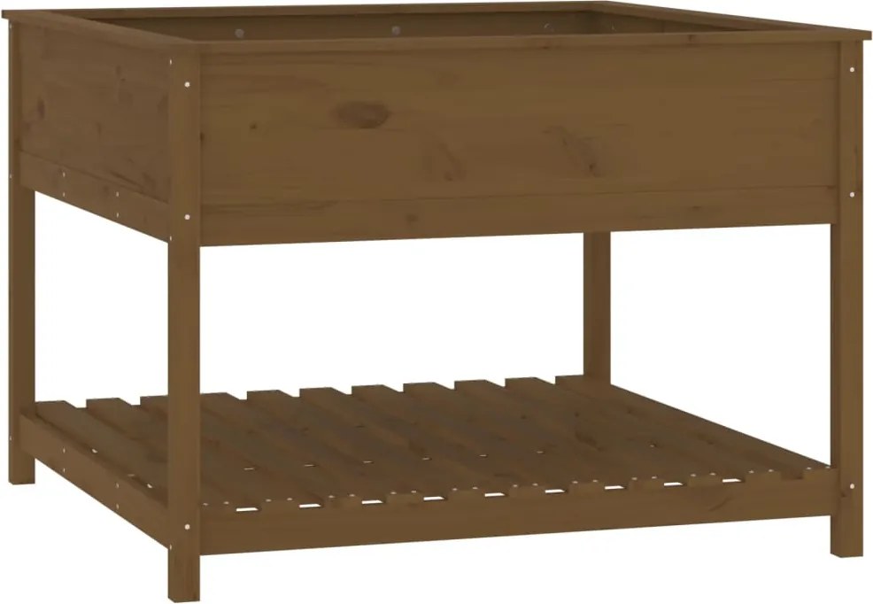vidaXL Jardinieră cu raft maro miere 111,5x111,5x81 cm lemn masiv pin