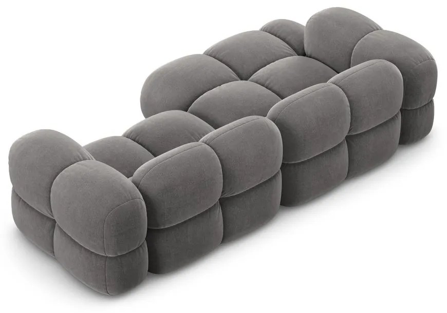 Colțar gri cu tapițerie din catifea (cu colț pe partea stângă/cu șezlong) Loretto – Cosmopolitan Design