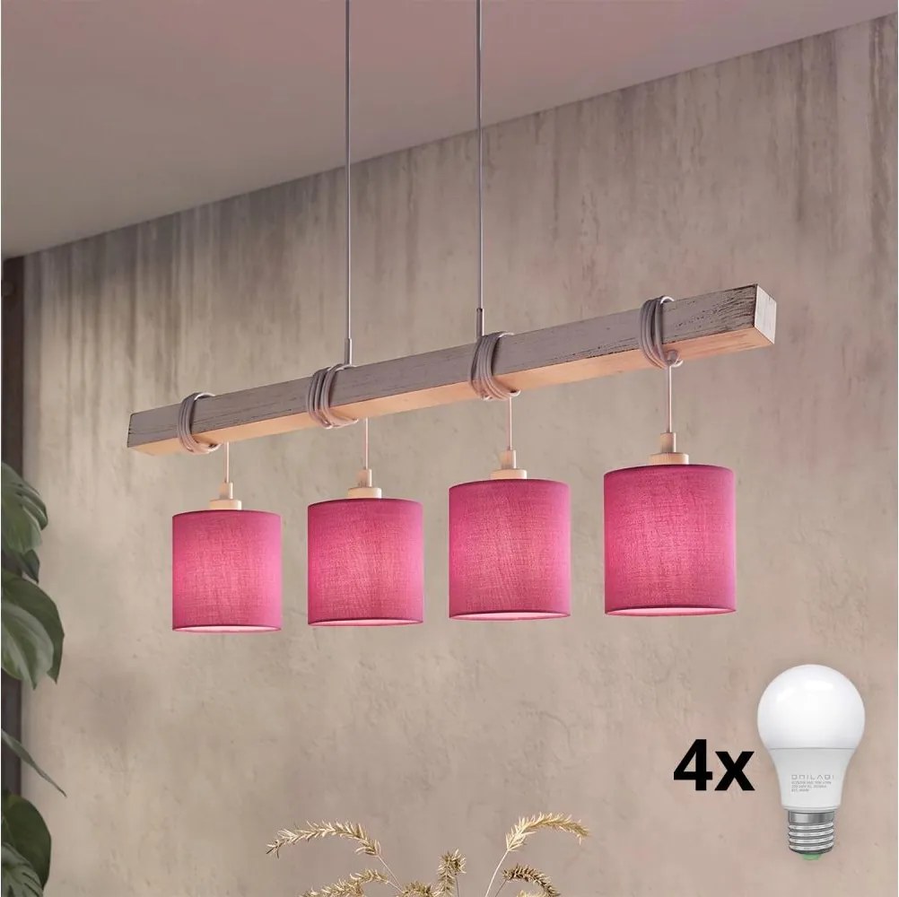 Brilagi - Lustră LED pe cablu NUBILA 4xE27/60W/230V gri/roz