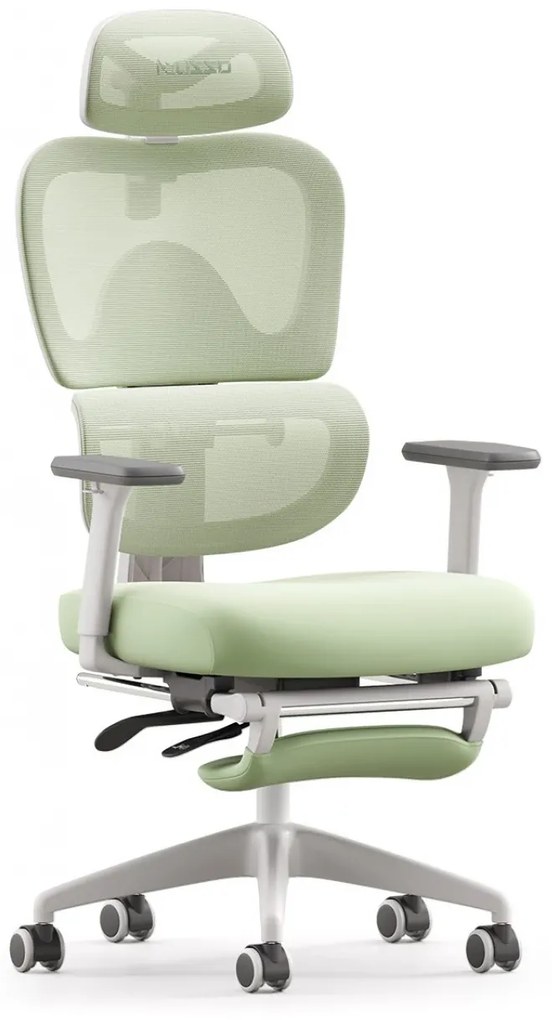 Scaun ergonomic MUSSO E600SE ADAPTIVE, șezut translatabil, cotiere 3D, suport lombar adaptiv, suport picioare, mecanism multifunctional inclinare/blocare, pivotant, Mesh, Verde