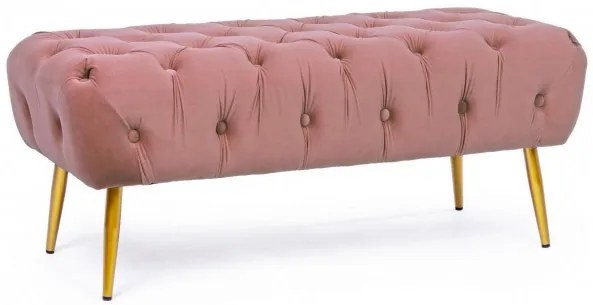 Bancheta capitonata roz / aurie din catifea si metal, Giacinta Bizzotto