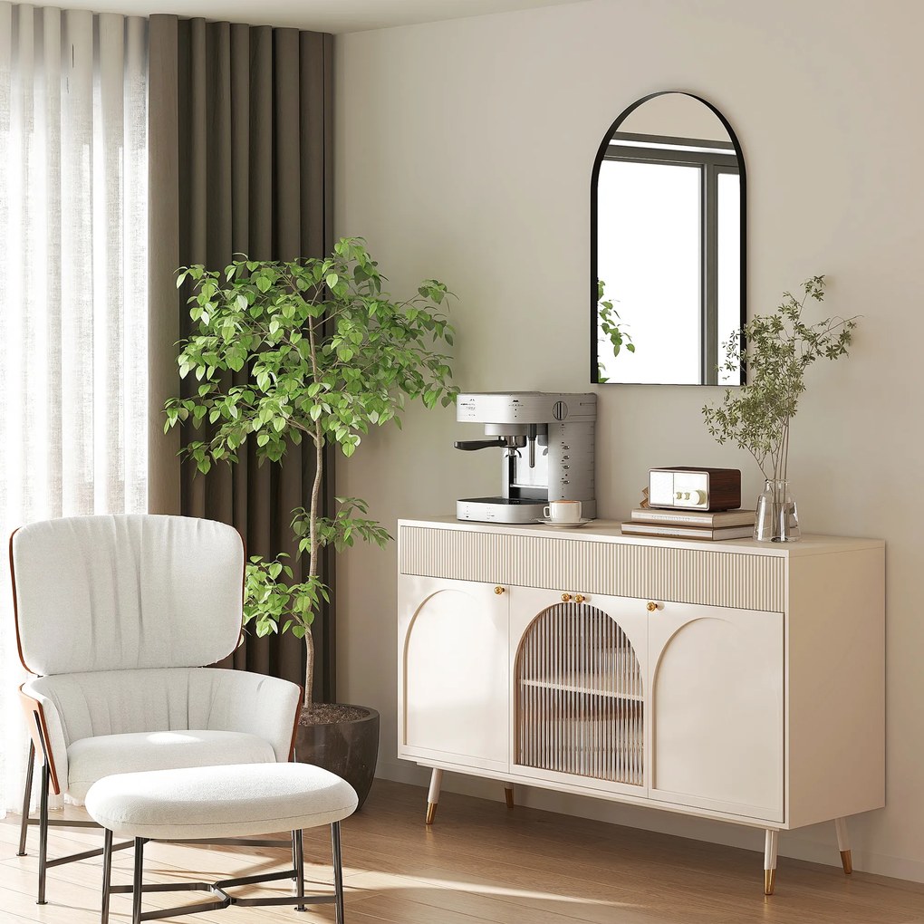 HOMCOM Oglindă de Baie în Formă de Arc și Ramă din Aluminiu, Oglindă Decorativă, 60x3x90 cm, Negru | Aosom Romania