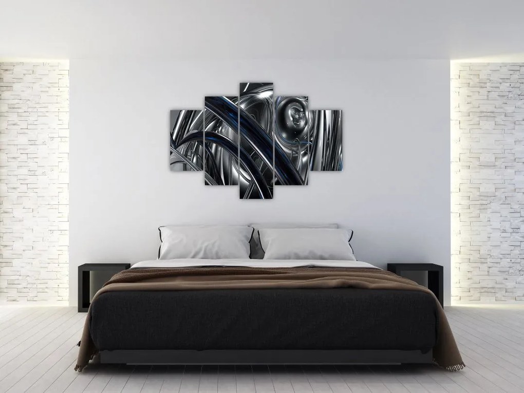 Tabloul cu abstracție gri cu albastru (150x105 cm)