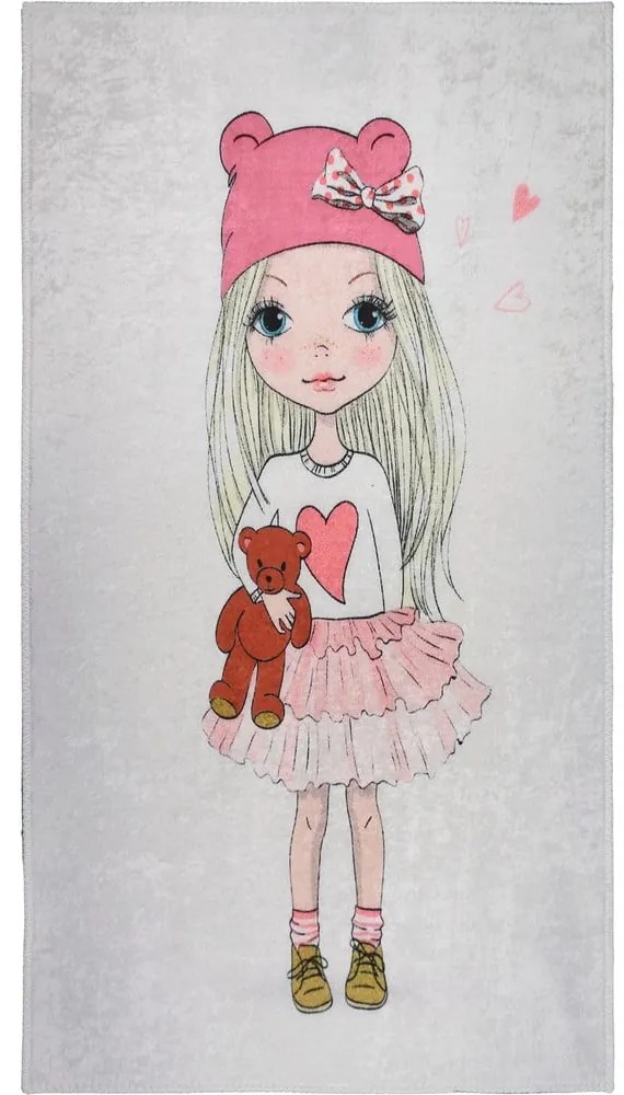 Covor pentru copii lavabil 120x180 cm Cute Girl and the Bear – Vitaus