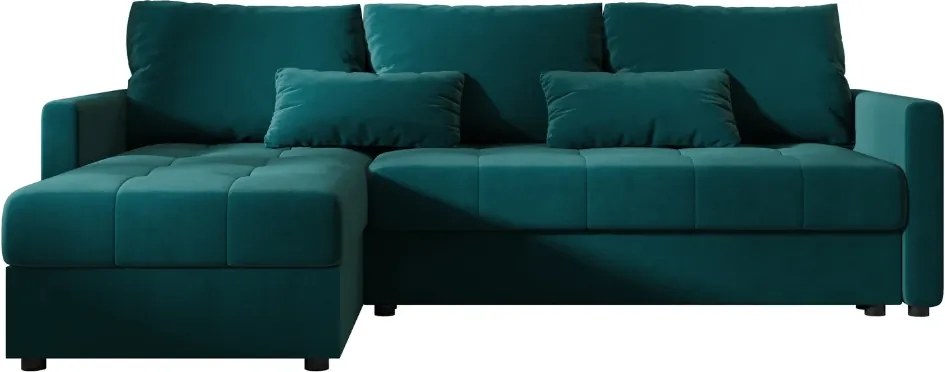 Canapea extensibila reversibila in forma de L VENORIA 220x143 cm, petrol + 2 perne CADOU