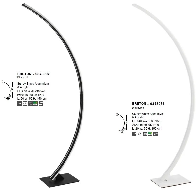 Lampadar / Lampa de podea LED design modern Breton black NVL-9348092