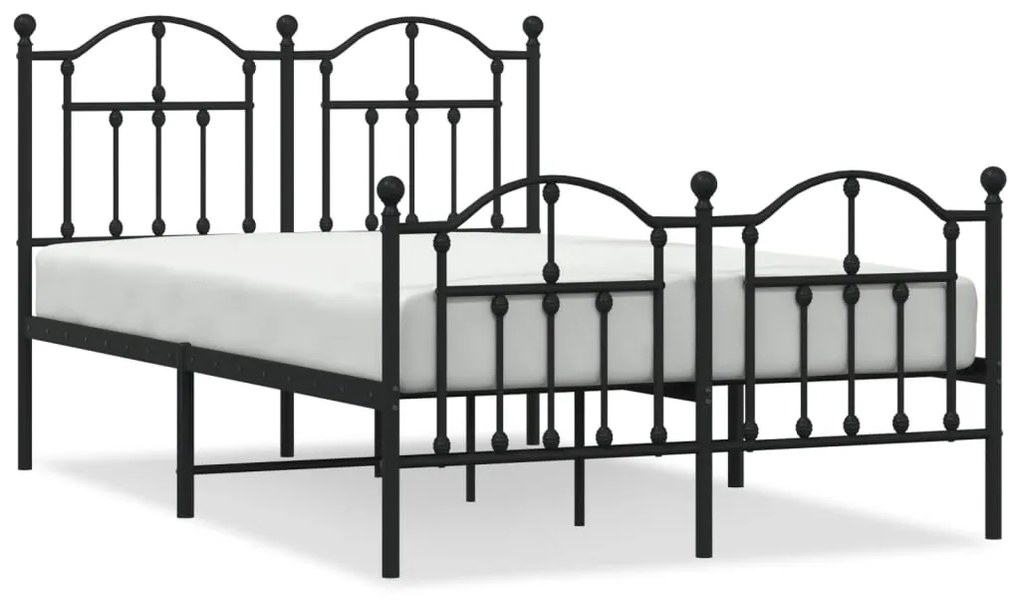 353455 vidaXL Cadru pat metalic cu tăblie de cap/picioare, negru, 120x200 cm
